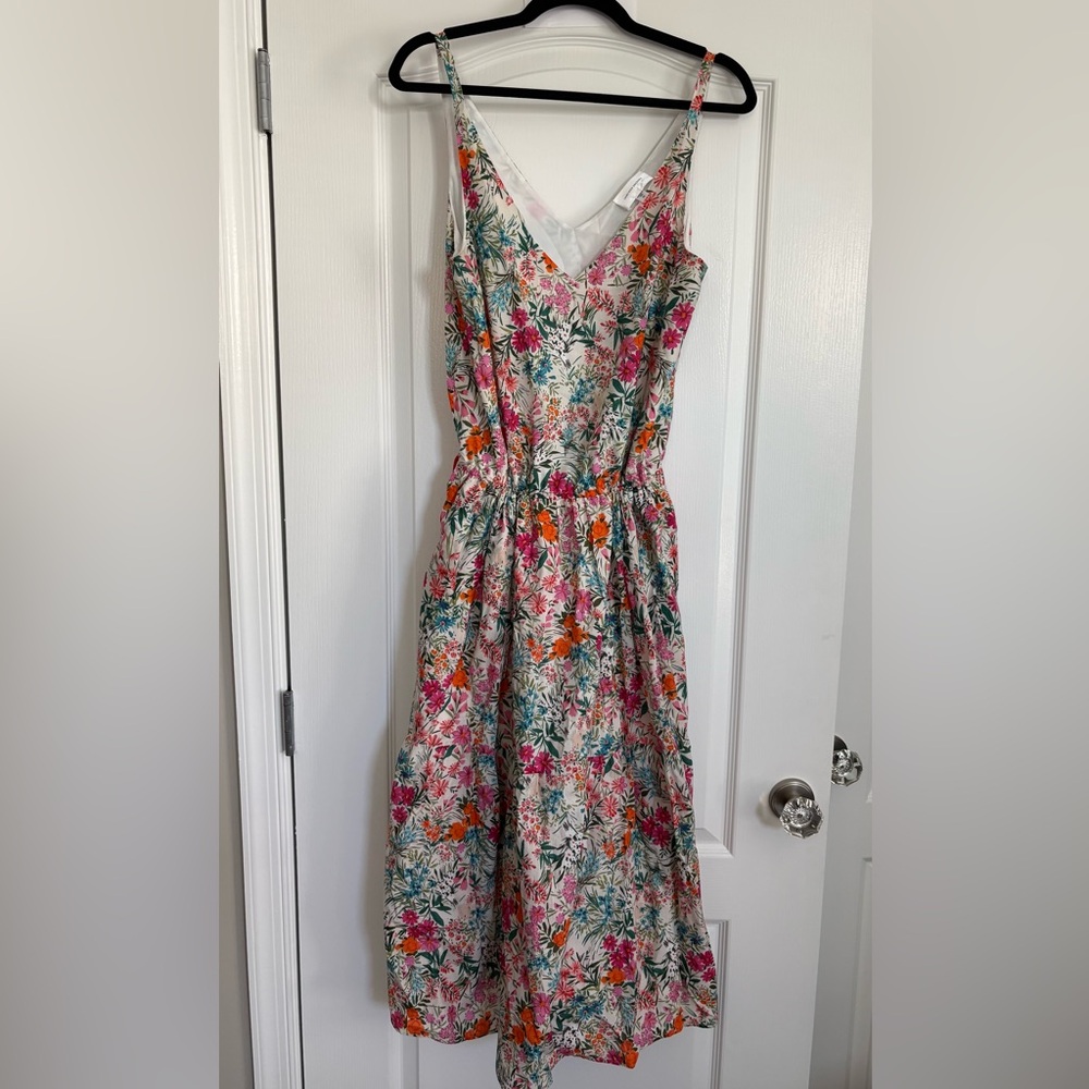 Lavender Brown Floral Midi Dress - Multicolor